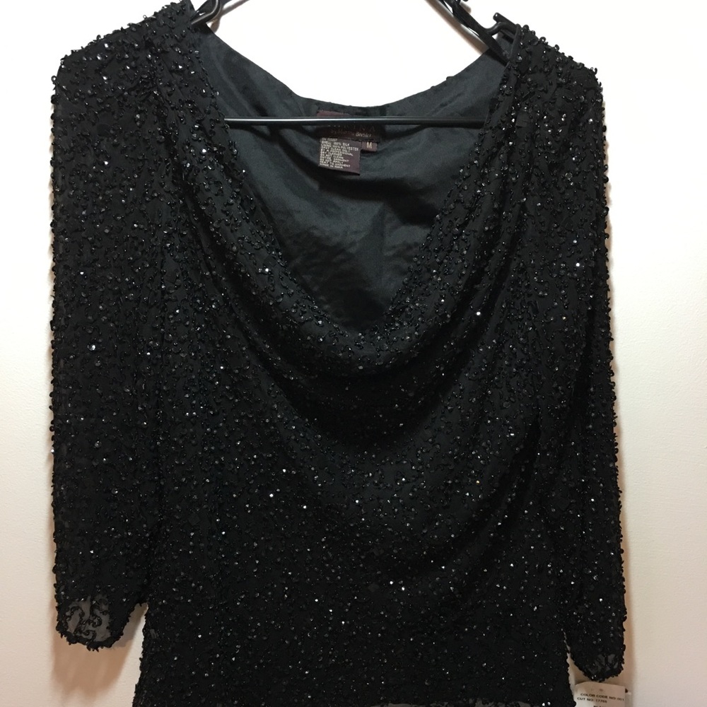 Marina women’s black sequin and silk blouse